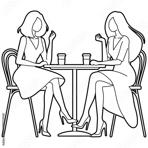 Girl Friends Talking and Drink Coffee.