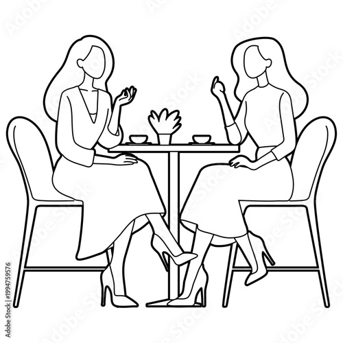 Girl Friends Talking and Drink Coffee.