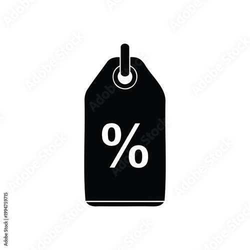Black tag icon with a percentage symbol