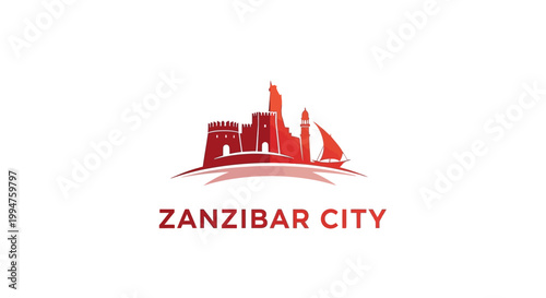 Zanzibar City Logo - Iconic Architectural Silhouette with Red Color Scheme.