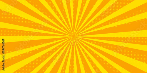 Comic background. Yellow background in pop art comics style. Cartoon thunder lightning. Game show. Funny book page. Fun dot popart pattern for sale. Sunburst bubble