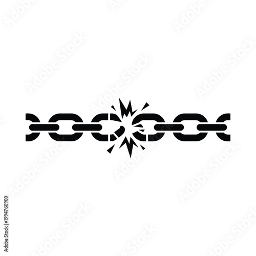 Broken chain illustration symbolizing disruption and freedom against a white background