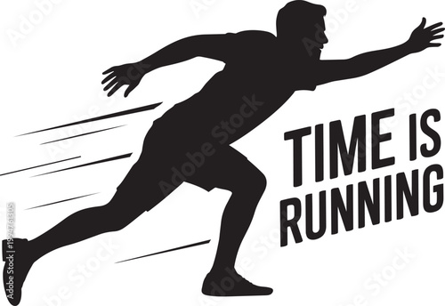 Runner Silhouette Reaching Forward, Time is Running Concept for urgency and dynamic