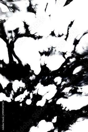 Abstract grunge black ink paint distressed texture rips tears and rust transparent crumpled industrial overlay background