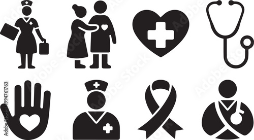 Healthcare and medical icons set isolated on white background