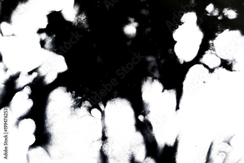 Abstract grunge black ink paint distressed texture rips tears and rust transparent crumpled industrial overlay background