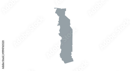 A minimalist grayscale outline depicts the geographical shape of chile a south american country high quality professional detailed