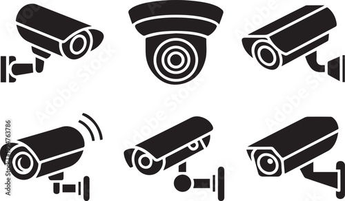 Set of security surveillance cameras icons