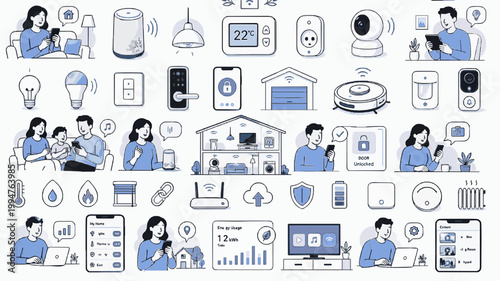 Smart Home Pack. Connected Device Editorial Illustration Set