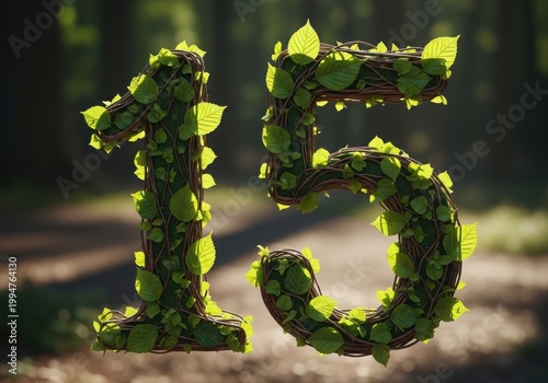 Illuminated glass sculpture of the number fifteen