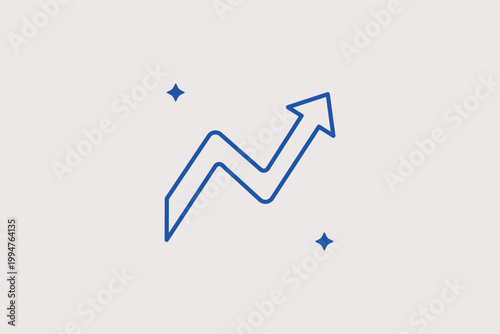 Line graph with arrow line icon for progress tracking and financial forecasts. Progressive vector illustration for stock market trends and performance metrics.