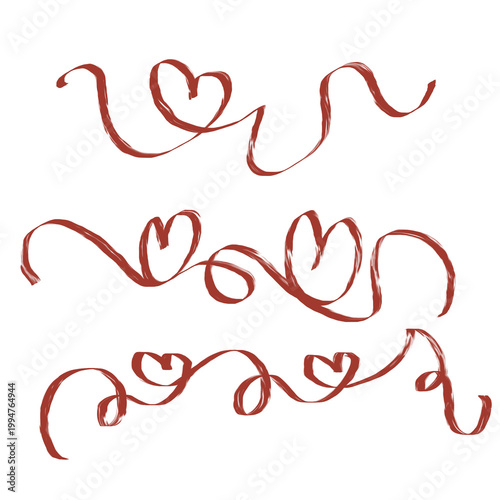 Abstract Red Love Ribbon Line Art Collection
