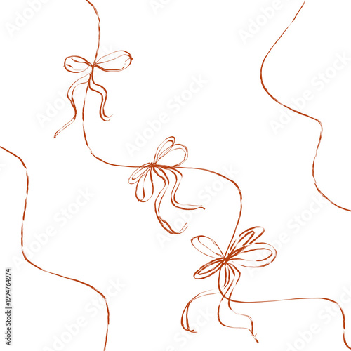 Red Decorative Ribbon Border and Bow Elements
