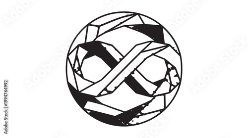 Geometric broken shattered glass sphere fragments illustration