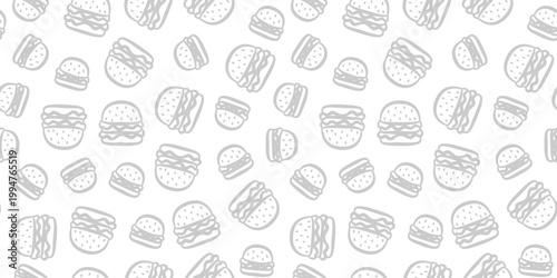 urger pattern background. doodle fast food burger seamless pattern background. Seamless Pattern of a Cheese Burger or Hamburger. hamburger pattern.