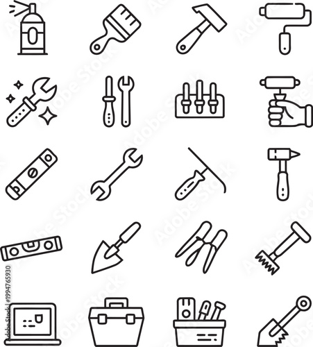 Tool icon set: construction repair diy