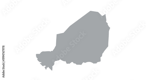 A grayscale silhouette depicts the geographical outline of the nation of niger africa high quality professional detailed modern