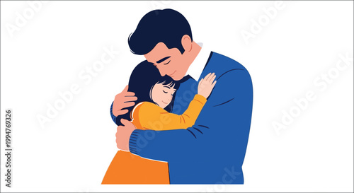 A series of illustrations depicting comforting embraces between parents and children