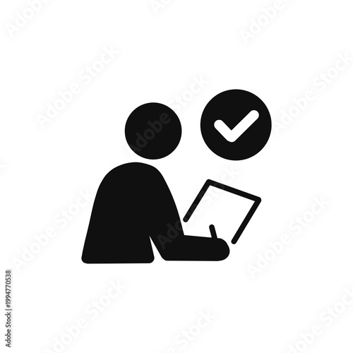 User Verification Icon Flat Dark Grey Pictogram – Approved Profile