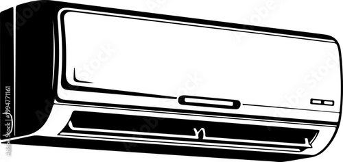 Air conditioner line art silhouette vector illustration