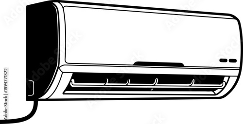 Air conditioner line art silhouette vector illustration