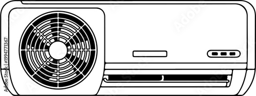 Air conditioner line art silhouette vector illustration