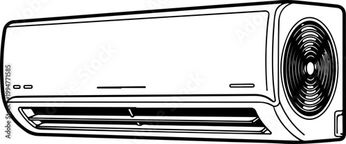 Air conditioner line art silhouette vector illustration