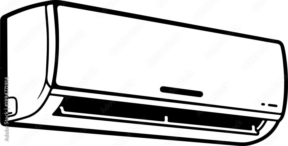 Fototapeta premium Air conditioner line art silhouette vector illustration