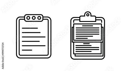 Two Clipboards with Paper Attached, One with a Clamp and the Other with a Clip, Isolated on White Background for Business and Office Organization Concept.