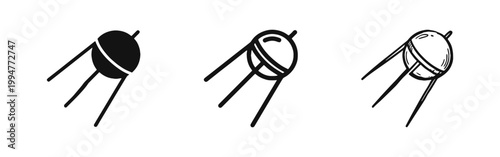 Satellite and Space Technology Icon Set - Orbiting Satellite Symbols