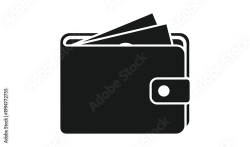 Minimalist black wallet with cards, isolated on white background, showcasing modern design and everyday essential accessory for finance and lifestyle.