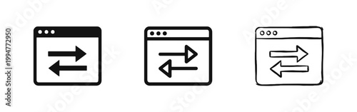 Data Exchange and Web Browser Icon Set - Sync and Transfer Arrows