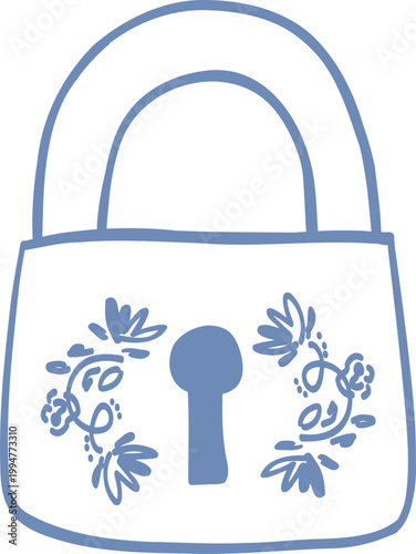 Castlecore Element Castle Lock Floral Vintage Outline