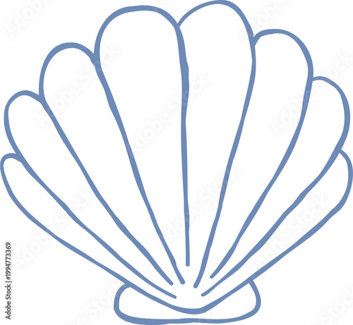 Coastal Sea Shell Pearl Outline