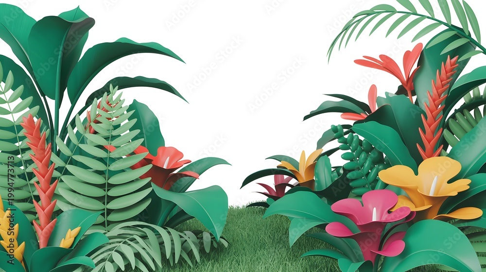 Obraz premium Tropical palm tree leaves on a beach creating a relaxing summer island scene