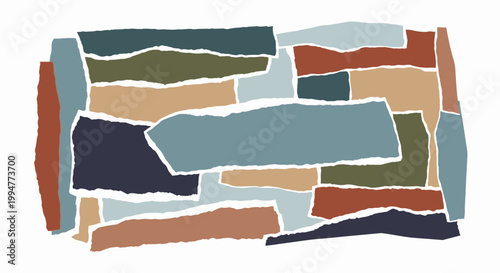 Vector illustration of a hand holding a blank torn paper sheet with a grunge ripped edge texture and empty space for design