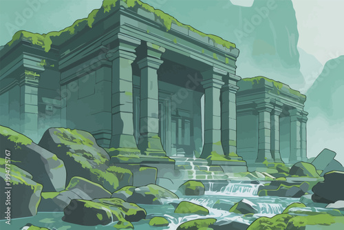 Ancient Ruined Temple Amidst Lush Nature