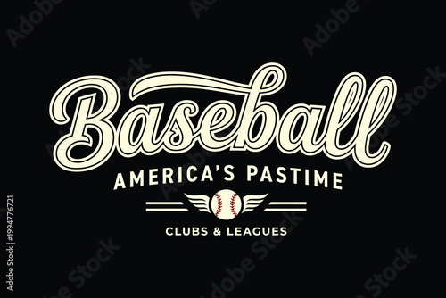 Baseball americas pastime logo on black background