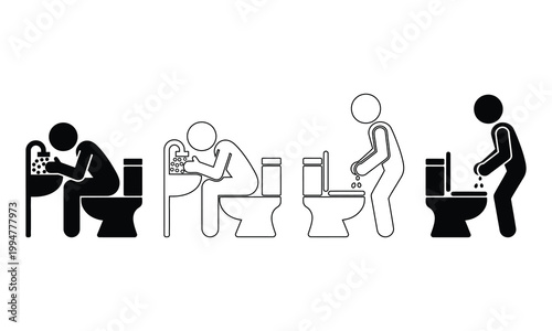 Illustrated guide to proper toilet usage and hygiene practices