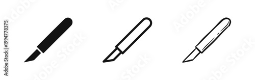 Surgical Scalpel and Cutting Tool Icon Set for Medical or Craft Use