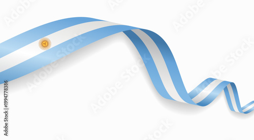 Argentinian flag waving ribbon, symbolizing national pride, ideal for patriotic badges, certificates, or cultural design themes and national holidays. Vector illustration.