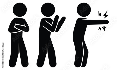 Three stages of an electric shock from a static discharge encounter