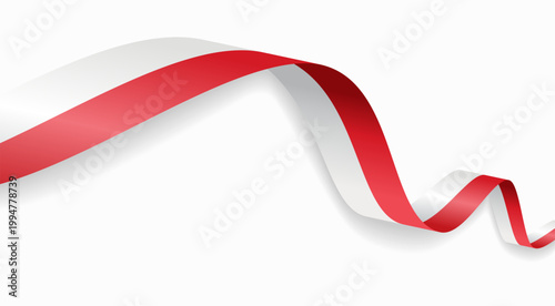 Polish flag waving ribbon, symbolizing national pride, ideal for patriotic badges, certificates, or cultural design themes and national holidays. Vector illustration.