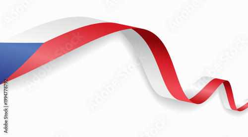 Czech flag waving ribbon design for national holidays. Vector illustration.