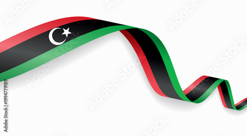 Tableau sur toile Libyan flag waving ribbon design for national holidays
