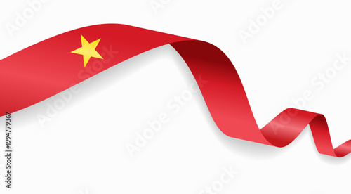 Vietnamese flag waving ribbon design for national holidays. Vector illustration.