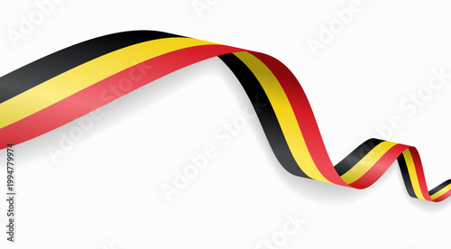 Belgian flag waving ribbon design for national holidays. Vector illustration.