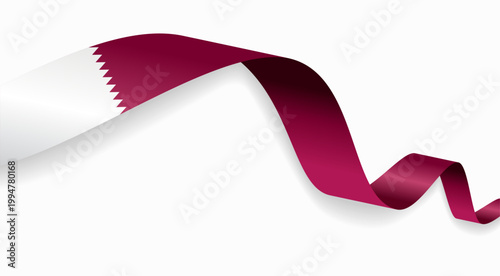 Fotografie Qatari flag waving ribbon design for national holidays