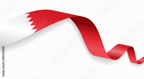 Bahraini flag waving ribbon design for national holidays. Vector illustration.