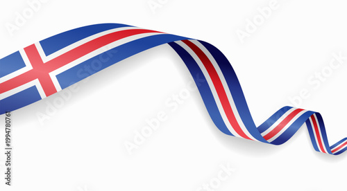 Tableau sur toile Icelandic flag waving ribbon design for national holidays